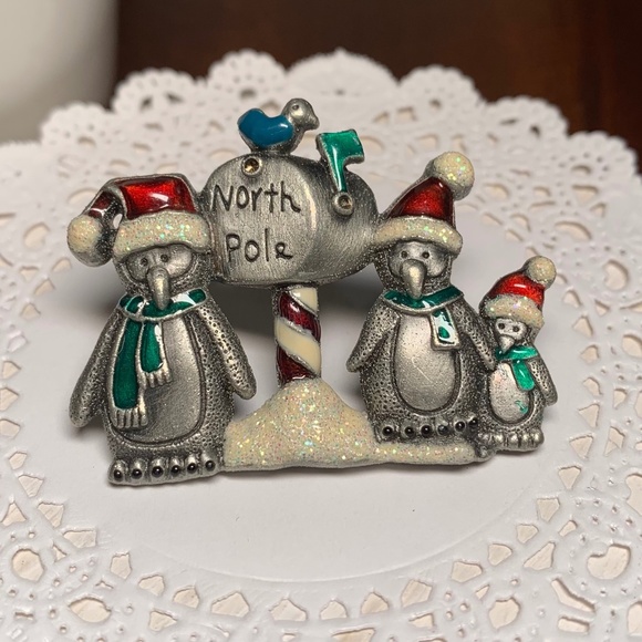 Kenneth Cole Jewelry - Whimsical Kenneth Cole Penguin Mailbox Holiday Brooch Pin